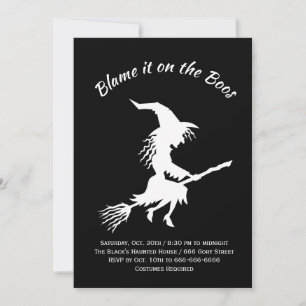 Blame it on the Boos Black & White Halloween Party Invitation