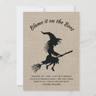Blame it on the Boos Burlap Halloween Party Invitation