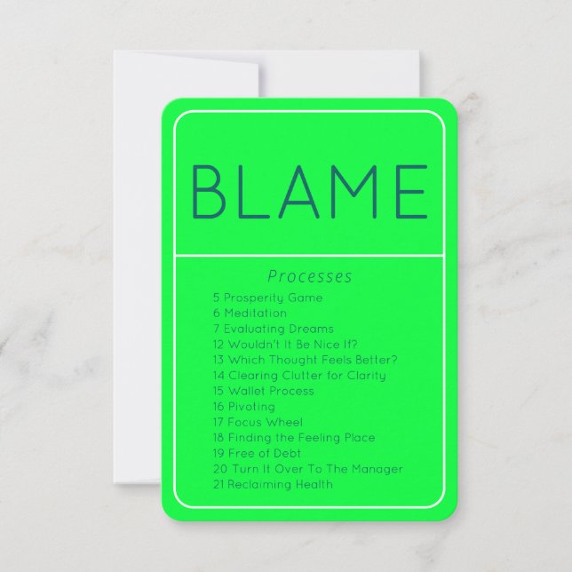 Blame Law of Attraction Abraham Hicks Green Card (Front)