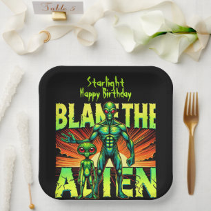 Blame the Alien in a Mystical Forest Setting Paper Plate