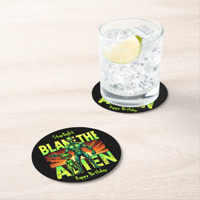 Blame the Alien in a Mystical Forest Setting Round Paper Coaster (Insitu)