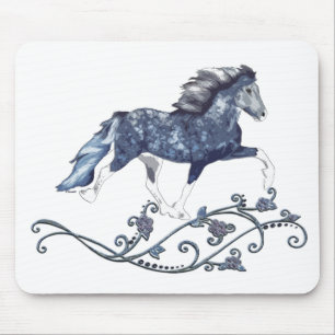 Blámóða Delft Blue Icelandic Horse Mouse Pad