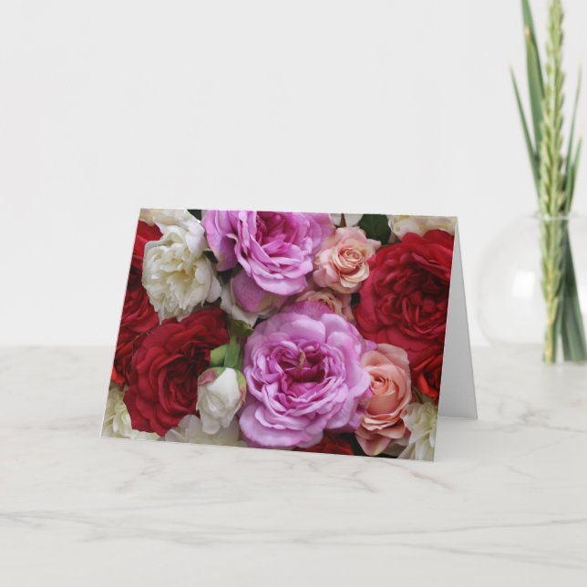Blanc À L'Intérieur De Joli Floral Rouge Rose Élég (Devant)