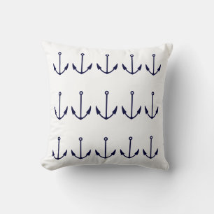 BLANC Ancres sur COUSSIN BLEU MARINE