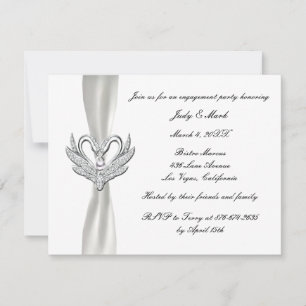  blanc Argent Swans Engagement Invitation