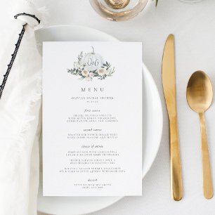 Blanc Automne Citrouille Verdure Monogramme Menu d