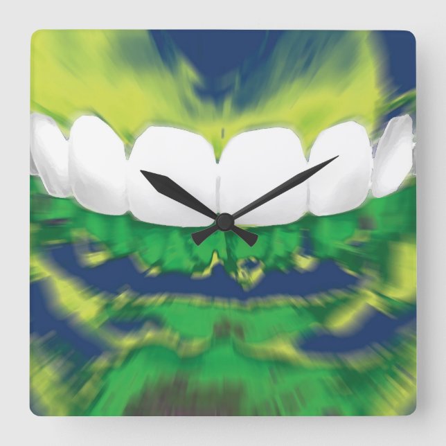 Blanc Avant Dents Design Dentiste Horloge murale (Recto)