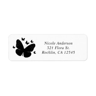 Blanc avec Black Butterflies Party Invitation