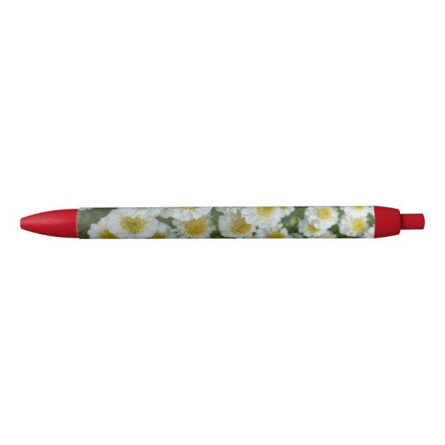 Blanc avec coeur jaune Fleurs rouge Stylo (Devant)