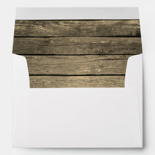 Blanc avec Enveloppe rustique en tonneau en bois