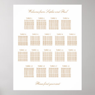 Blanc Beige doré 18 Tableau Mariage