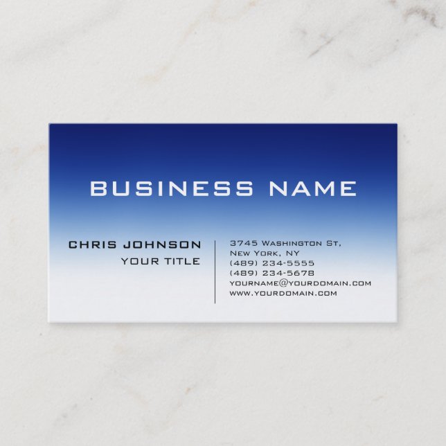Blanc Bleu Contemporain Carte de visite consultant (Devant)
