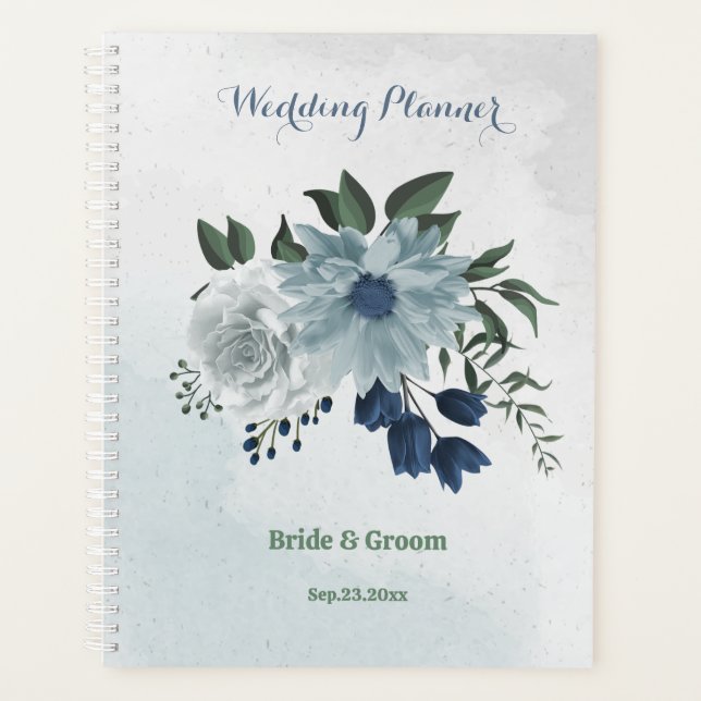 blanc & bleu mariage fleuri (Devant)