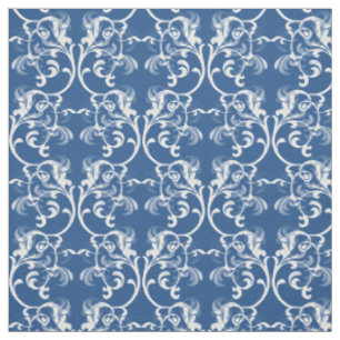 Blanc Bleu Parisien Damas motif tissu