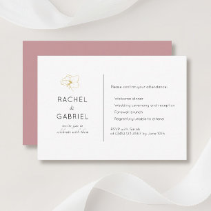 Blanc & Blush Chic Floral Minimal Mariage RSVP