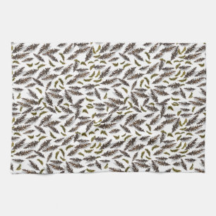 Blanc Brown Pinecones Pine Feuille Serviette de cu
