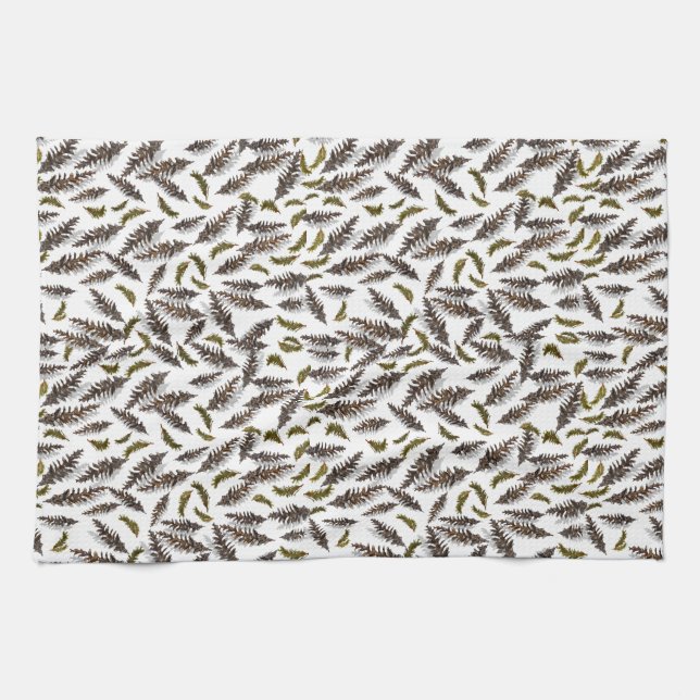 Blanc Brown Pinecones Pine Feuille Serviette de cu (Horizontal)