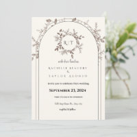 Blanc Brown Rustique Floral Faire-part de mariage 
