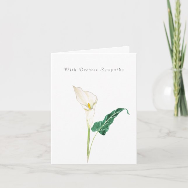 blanc calla lily Penser de vous Carte de sympathie (Devant)