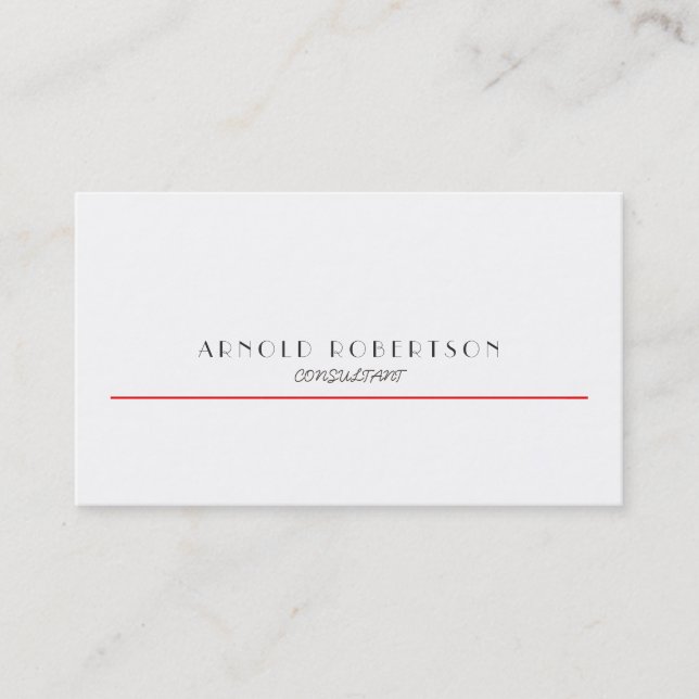 Blanc clair rouge tendance Carte de visite profess (Devant)