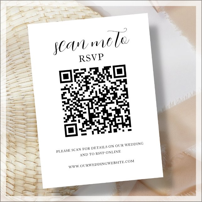 Blanc | Code QR | Carte de réponse de mariage à jo (Créateur téléchargé)