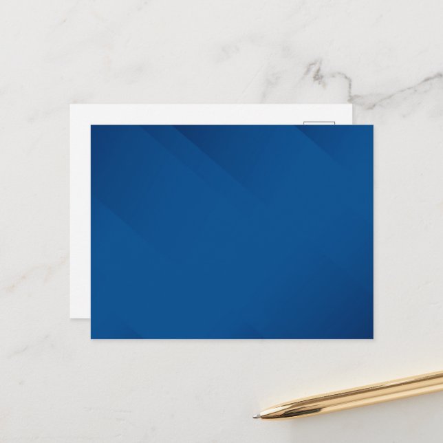 BLANC CRÉER VOTRE PROPRE CARTE POSTALE BLEU (Devant/Arrière en situation)