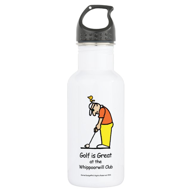 Blanc de bouteille d'eau de salutations de golf (Devant)