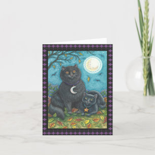 Blanc de CARTE de NOTE de CAT NOIR HALLOWEEN de
