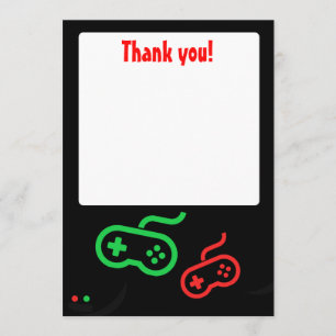 Blanc de carte de remerciements de jeu vidéo