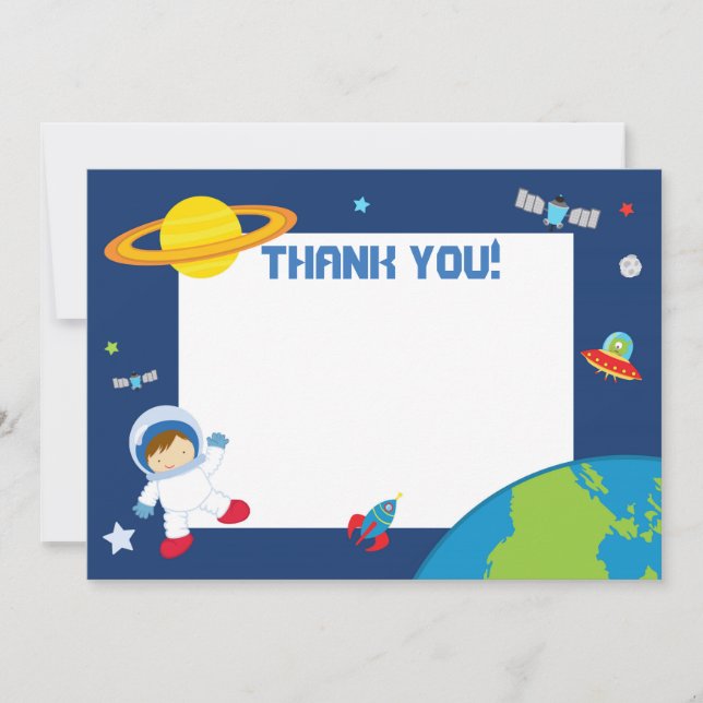 Blanc de carte de remerciements de l'espace (Devant)