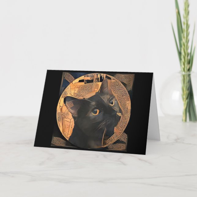Blanc de carte de voeux de chat de Grec-Style à (Devant)