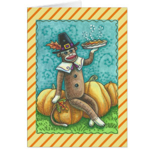 Blanc de CARTE DE VOEUX de THANKSGIVING de SINGE
