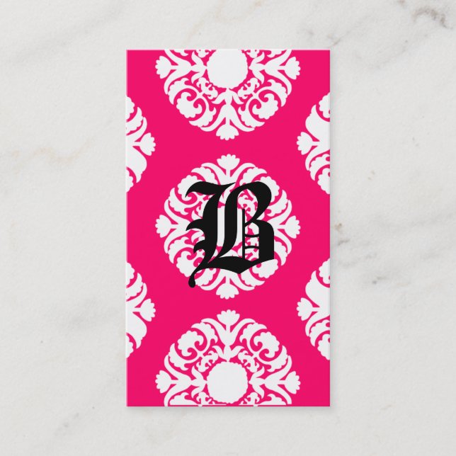Blanc de rose de monogramme de damassé de cartes (Devant)