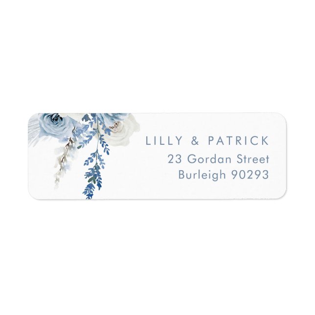 Blanc & Dusty Blue Floral Retourner l'adresse Mari (Devant)