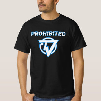 Blanc et bleu "interdit" sur T-shirt noir