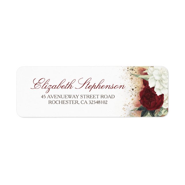 Blanc et Bourgogne Rouge Floral Moderne Chic (Devant)