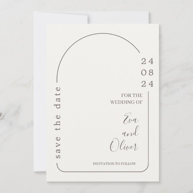 Blanc et Brown Faire-part de mariage simple (Devant)