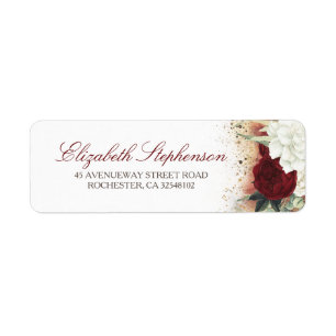 Blanc et chic moderne floral rouge de Bourgogne