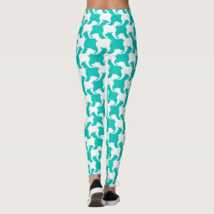 Blanc et couleur aqua Houndstooth chiens leggings