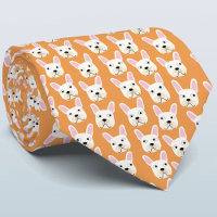 Blanc et Crème Français Bulldog Orange Cravate