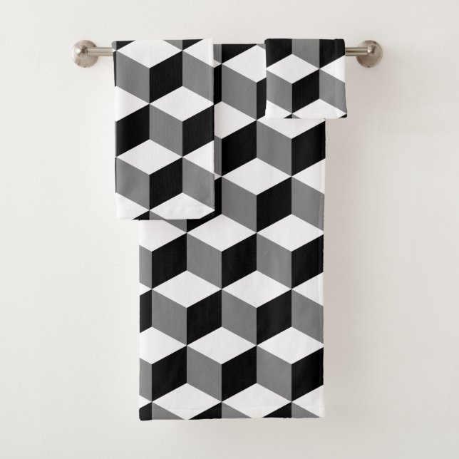 Blanc et gris de noir de motif de cube (En situation)