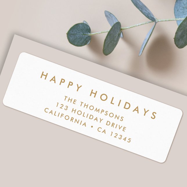 Blanc et or simples minimes | Adresse de Noël (Personalize your christmas envelopes with these simple elegant holiday address labels)