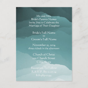 Blanc faire-part de mariage Sur Misty SeaBlue