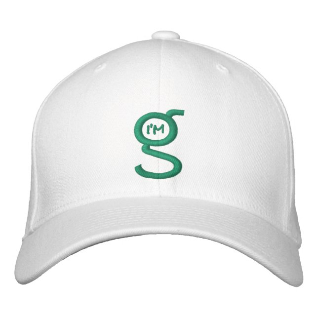 Blanc Flex Fit Casquette w Green Logo brodé (Devant)