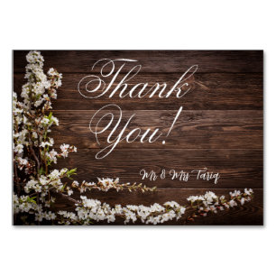 Blanc Floral Bois Texture Mariage Cartes Thankyou