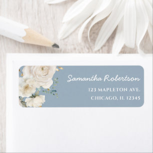 Blanc floral poussiéreux bleu élégant baby shower 