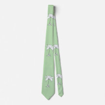 Blanc floral Tropical Pale Vert Cravate