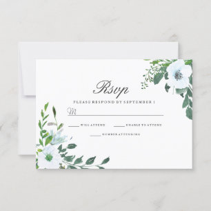 Blanc Floral verdure Élégant Mariage RSVP