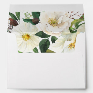 Blanc Floral & Vert Floral 3 Enveloppe