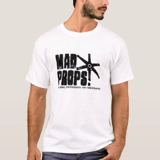 Blanc fou de T-shirt de logo d'appui verticaux